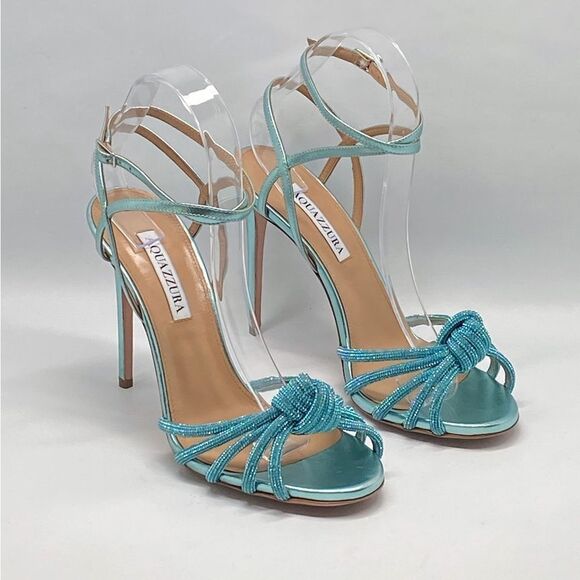 Aquazzura Celeste Embellished Knot Sandals size 38.5 - Picture 2 of 15